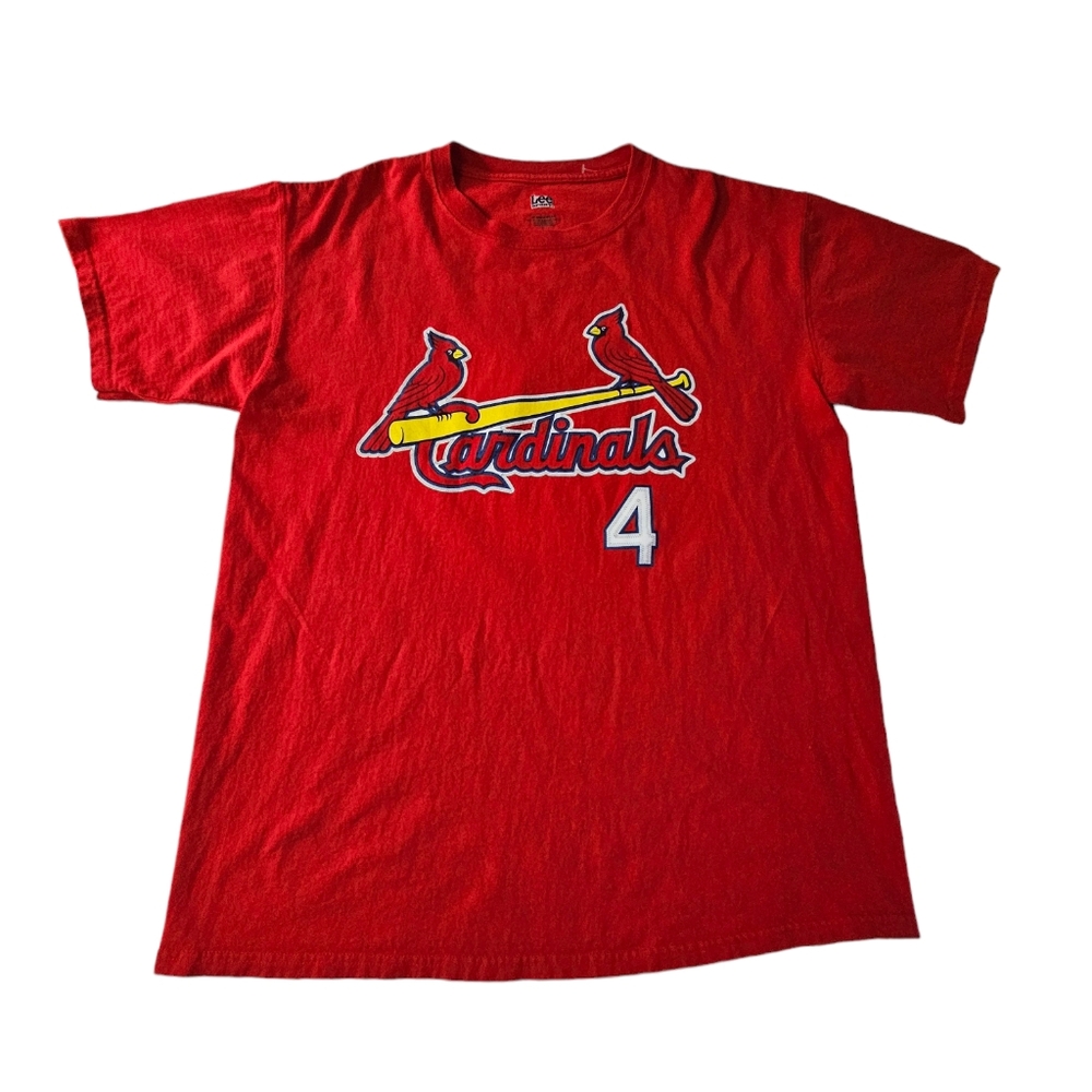 Yadier Molina #4 VTG St Louis Cardinals LEE SPORT Baseball Red Shirt Men Large
